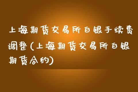 上海期货交易所白银手续费调整(上海期货交易所白银期货合约)_https://www.zztgc.com_期货行情_第1张
