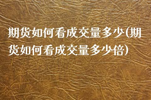 期货如何看成交量多少(期货如何看成交量多少倍)_期货行情_第1张_珍投期货网 期货如何看成交量多少(期货如何看成交量多少倍)_https://www.zztgc.com_期货行情_第1张