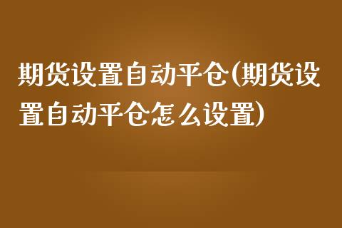 期货设置自动平仓(期货设置自动平仓怎么设置)_https://www.zztgc.com_期货直播_第1张