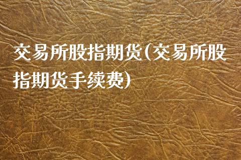 交易所股指期货(交易所股指期货手续费)_https://www.zztgc.com_原油期货_第1张