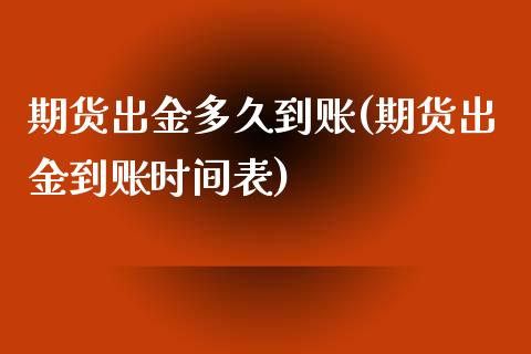 期货出金多久到账(期货出金到账时间表)_https://www.zztgc.com_原油期货_第1张