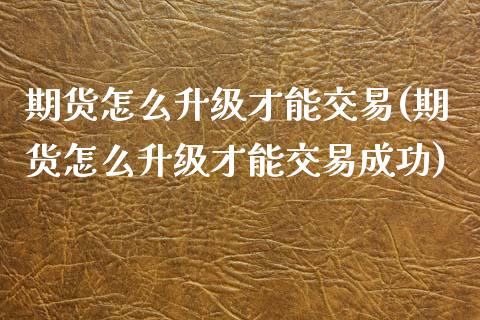 期货怎么升级才能交易(期货怎么升级才能交易成功)_https://www.zztgc.com_期货行情_第1张