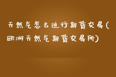 天然气怎么进行期货交易(欧洲天然气期货交易所)_https://www.zztgc.com_期货入门_第1张