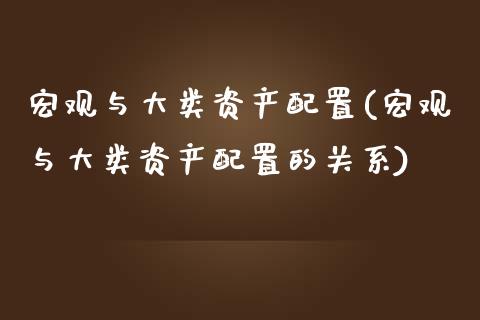 宏观与大类资产配置(宏观与大类资产配置的关系)_https://www.zztgc.com_黄金期货_第1张