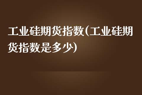 工业硅期货指数(工业硅期货指数是多少)_https://www.zztgc.com_期货直播_第1张