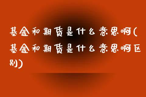 基金和期货是什么意思啊(基金和期货是什么意思啊区别)_https://www.zztgc.com_期货直播_第1张