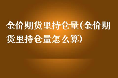 金价期货里持仓量(金价期货里持仓量怎么算)_https://www.zztgc.com_黄金期货_第1张
