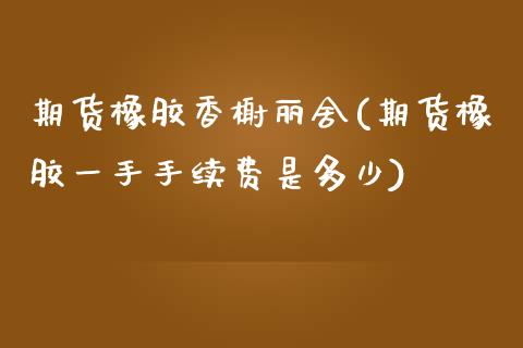 期货橡胶香榭丽舍(期货橡胶一手手续费是多少)_https://www.zztgc.com_期货入门_第1张