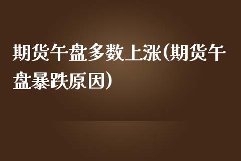 期货午盘多数上涨(期货午盘暴跌原因)_https://www.zztgc.com_期货行情_第1张