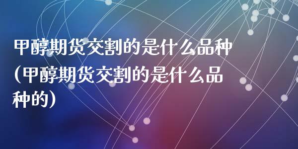 甲醇期货交割的是什么品种(甲醇期货交割的是什么品种的)_https://www.zztgc.com_原油期货_第1张
