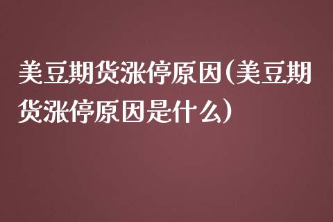 美豆期货涨停原因(美豆期货涨停原因是什么)_https://www.zztgc.com_期货直播_第1张
