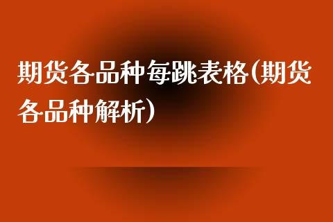 期货各品种每跳表格(期货各品种解析)_https://www.zztgc.com_黄金期货_第1张