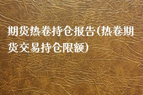 期货热卷持仓报告(热卷期货交易持仓限额)_https://www.zztgc.com_期货直播_第1张
