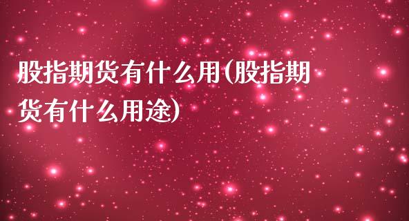 股指期货有什么用(股指期货有什么用途)_https://www.zztgc.com_期货行情_第1张