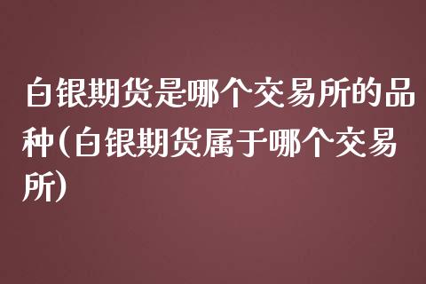 白银期货是哪个交易所的品种(白银期货属于哪个交易所)_https://www.zztgc.com_期货直播_第1张