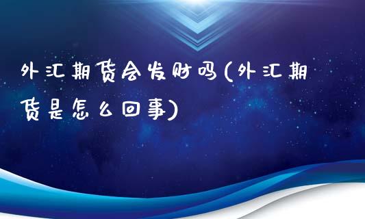 外汇期货会发财吗(外汇期货是怎么回事)_https://www.zztgc.com_期货行情_第1张