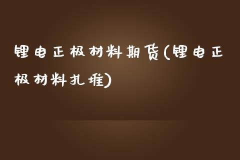 锂电正极材料期货(锂电正极材料扎堆)_https://www.zztgc.com_黄金期货_第1张