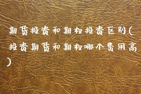 期货投资和期权投资区别(投资期货和期权哪个费用高)_https://www.zztgc.com_期货行情_第1张
