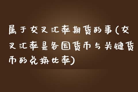 属于交叉汇率期货的事(交叉汇率是各国货币与关键货币的兑换比率)_https://www.zztgc.com_期货行情_第1张