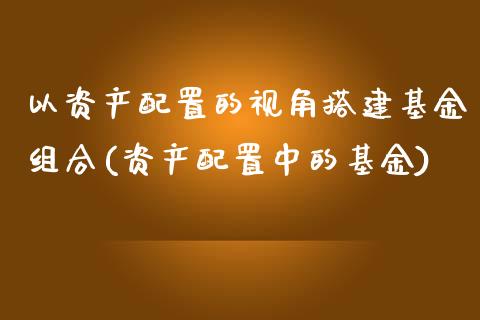 以资产配置的视角搭建基金组合(资产配置中的基金)_https://www.zztgc.com_原油期货_第1张