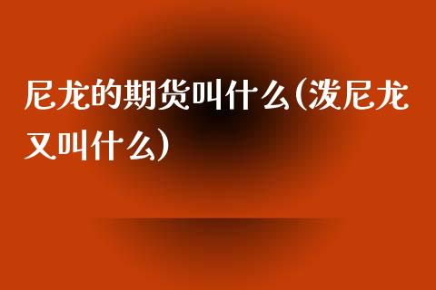 尼龙的期货叫什么(泼尼龙又叫什么)_https://www.zztgc.com_期货行情_第1张