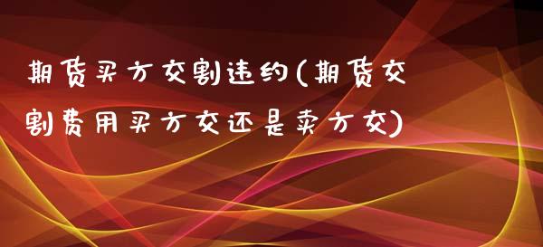期货买方交割违约(期货交割费用买方交还是卖方交)_https://www.zztgc.com_黄金期货_第1张