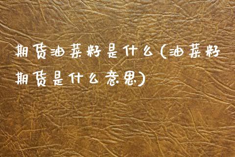 期货油菜籽是什么(油菜籽期货是什么意思)_https://www.zztgc.com_原油期货_第1张