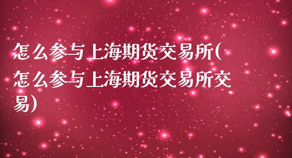 怎么参与上海期货交易所(怎么参与上海期货交易所交易)_https://www.zztgc.com_原油期货_第1张