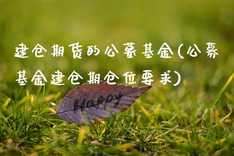 建仓期货的公墓基金(公募基金建仓期仓位要求)_https://www.zztgc.com_期货直播_第1张