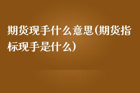期货现手什么意思(期货指标现手是什么)_https://www.zztgc.com_期货行情_第1张