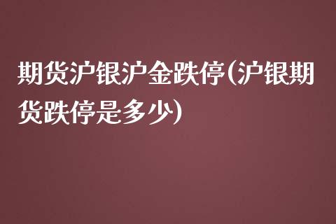 期货沪银沪金跌停(沪银期货跌停是多少)_https://www.zztgc.com_原油期货_第1张