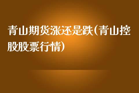 青山期货涨还是跌(青山控股股票行情)_https://www.zztgc.com_期货行情_第1张