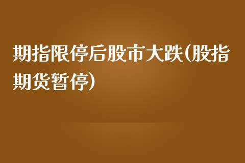 期指限停后股市大跌(股指期货暂停)_https://www.zztgc.com_原油期货_第1张