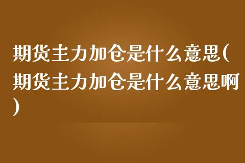 期货主力加仓是什么意思(期货主力加仓是什么意思啊)_https://www.zztgc.com_期货行情_第1张