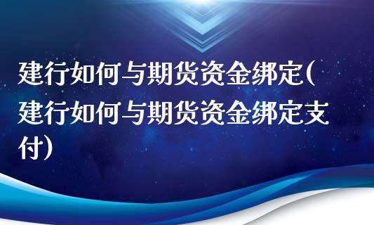 建行如何与期货资金绑定(建行如何与期货资金绑定支付)_https://www.zztgc.com_期货入门_第1张