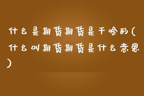 什么是期货期货是干啥的(什么叫期货期货是什么意思)_https://www.zztgc.com_期货开户_第1张
