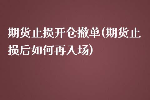 期货止损开仓撤单(期货止损后如何再入场)_https://www.zztgc.com_原油期货_第1张