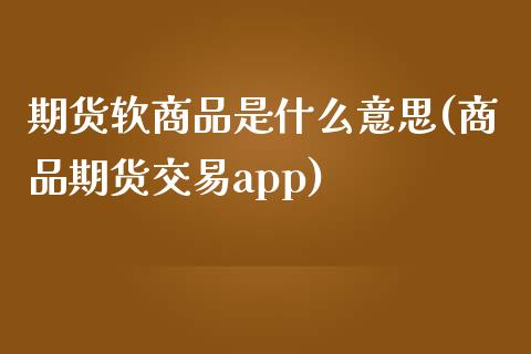 期货软商品是什么意思(商品期货交易app)_https://www.zztgc.com_期货直播_第1张