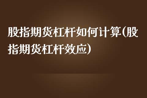 股指期货杠杆如何计算(股指期货杠杆效应)_https://www.zztgc.com_期货行情_第1张