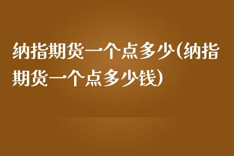 纳指期货一个点多少(纳指期货一个点多少钱)_https://www.zztgc.com_期货开户_第1张