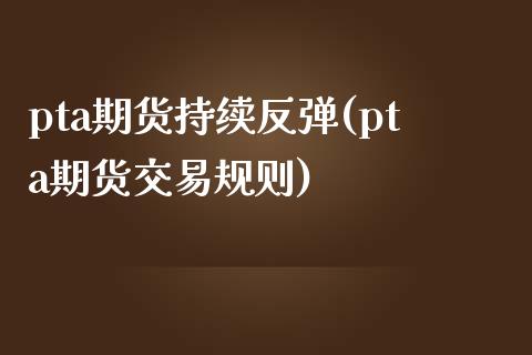 pta期货持续反弹(pta期货交易规则)_https://www.zztgc.com_期货直播_第1张