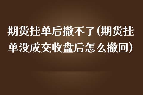 期货挂单后撤不了(期货挂单没成交收盘后怎么撤回)_https://www.zztgc.com_期货入门_第1张