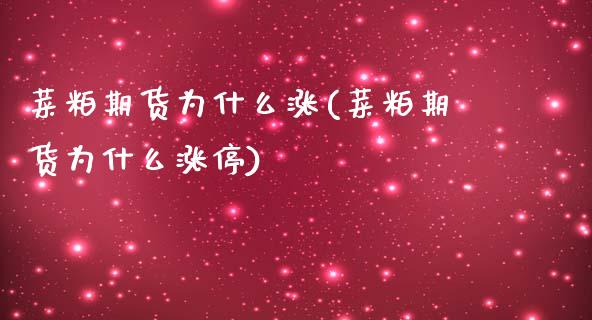 菜粕期货为什么涨(菜粕期货为什么涨停)_https://www.zztgc.com_期货行情_第1张