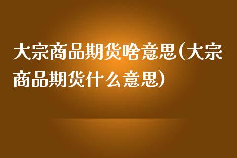 大宗商品期货啥意思(大宗商品期货什么意思)_https://www.zztgc.com_期货入门_第1张