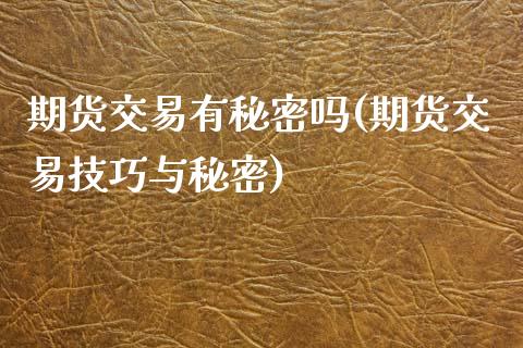 期货交易有秘密吗(期货交易技巧与秘密)_https://www.zztgc.com_期货行情_第1张