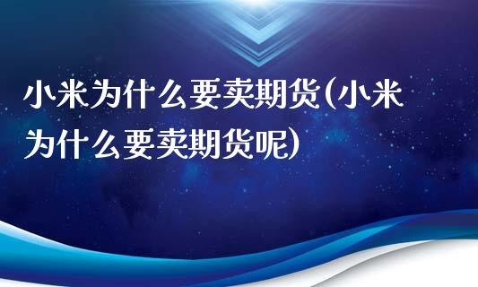 小米为什么要卖期货(小米为什么要卖期货呢)_https://www.zztgc.com_期货入门_第1张