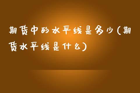 期货中的水平线是多少(期货水平线是什么)_https://www.zztgc.com_期货直播_第1张