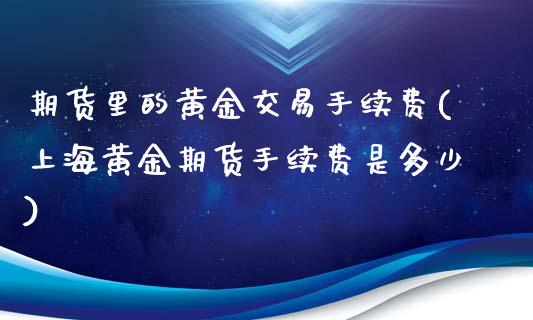 期货里的黄金交易手续费(上海黄金期货手续费是多少)_https://www.zztgc.com_期货行情_第1张