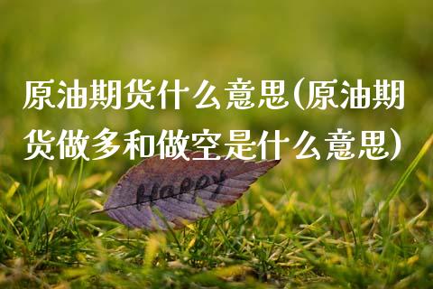原油期货什么意思(原油期货做多和做空是什么意思)_https://www.zztgc.com_原油期货_第1张