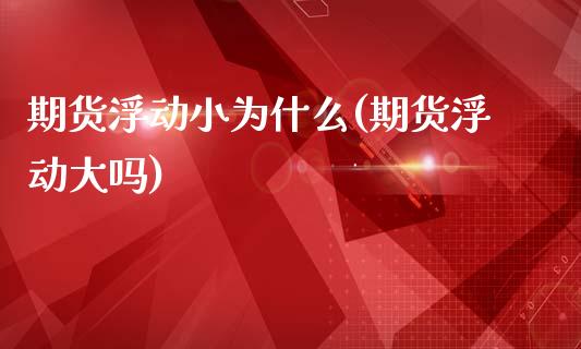 期货浮动小为什么(期货浮动大吗)_https://www.zztgc.com_黄金期货_第1张